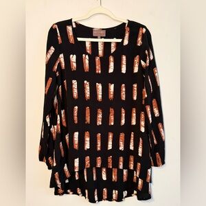 Bell Kazan Abstract Print High-Low Tunic Top | Size L | Made in Bali